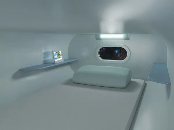 Schlafzimmer auf dem Raumschiff — Stockfoto