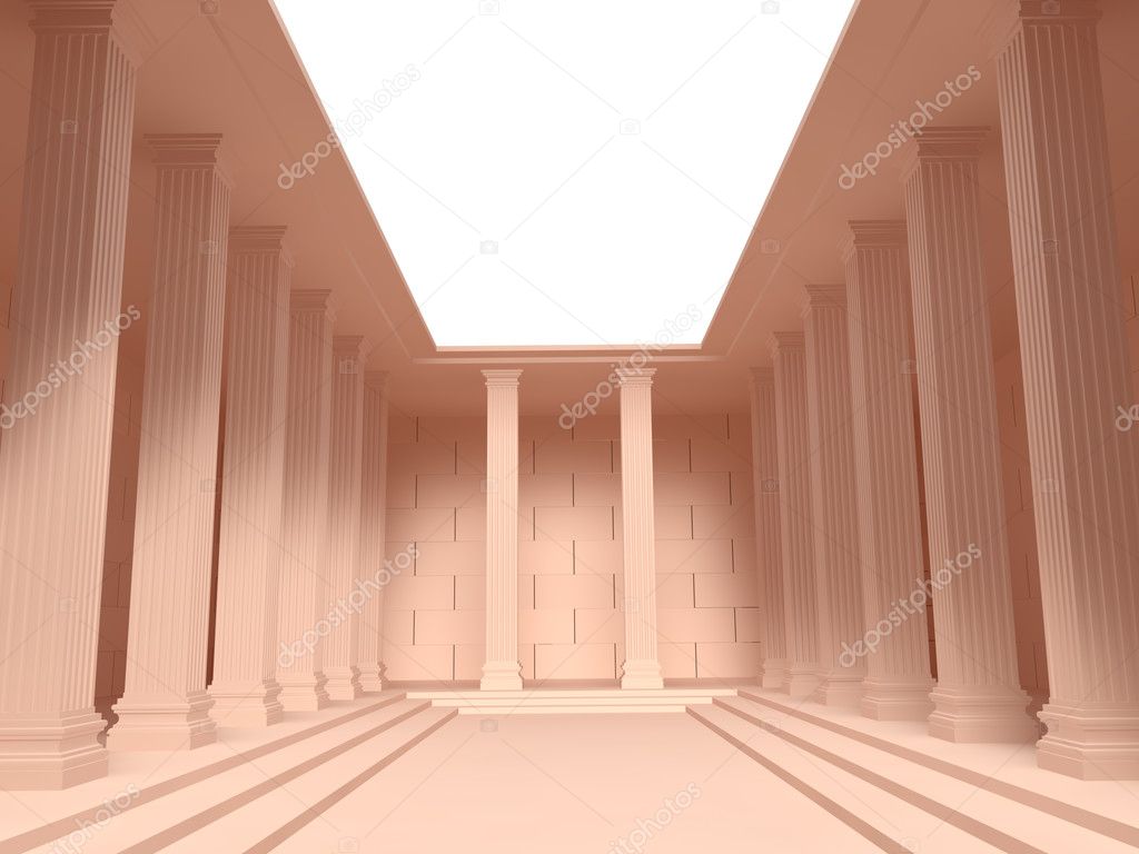 Pink interior with columns