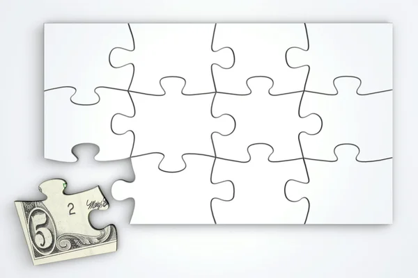 5 Dollar Note Puzzle Template - Top View — Stock Photo, Image