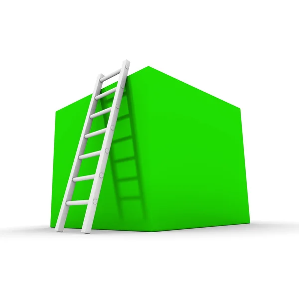 Klettern Sie die glänzende grüne Box hinauf — Stockfoto