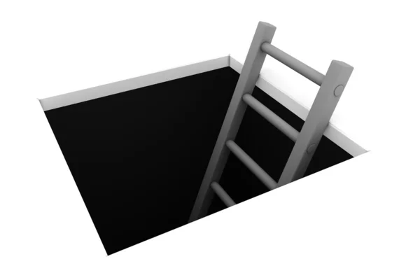 Klättra ur hål - grå stegen — Stockfoto