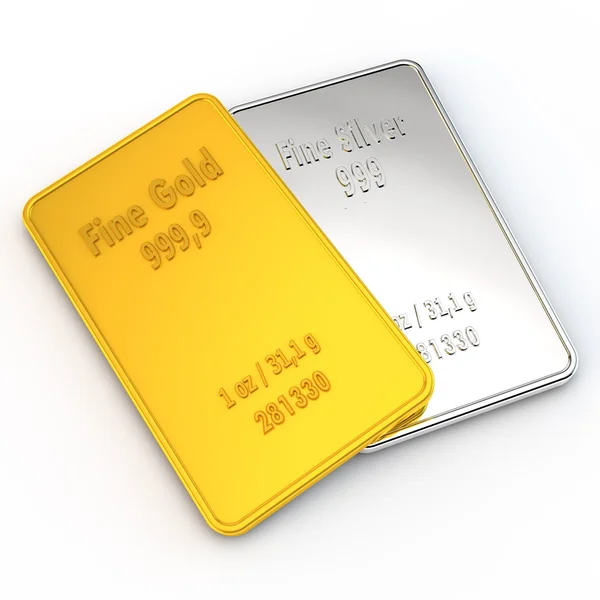 1 onza de oro y plata — Foto de Stock