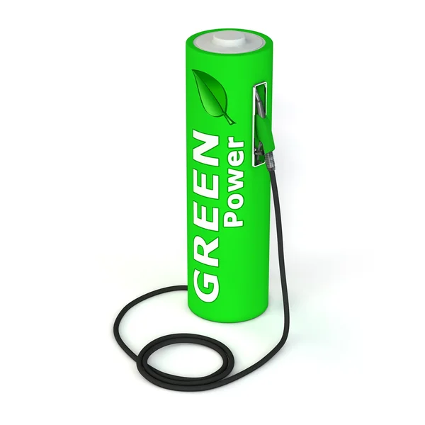 Bensinstation - gröna batteriet — Stockfoto