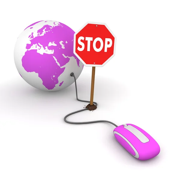 Surfing the Web in Purple - Blocked by a Stop sign — Stock Photo, Image