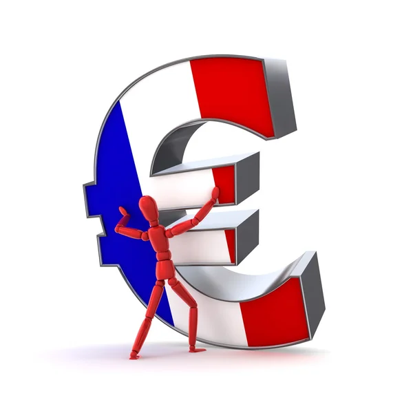 Hålla upp euron - fransk flagg — Stockfoto