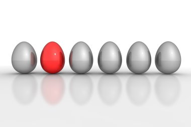 bir çizgi - altı metalik yumurta gri ve kırmızı