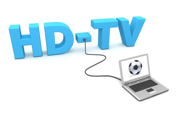 Laptop Wired to HD-TV — Stock Photo, Image