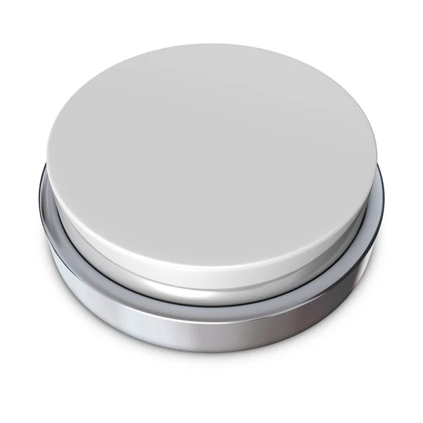 Botón redondo gris claro con anillo metálico — Foto de Stock
