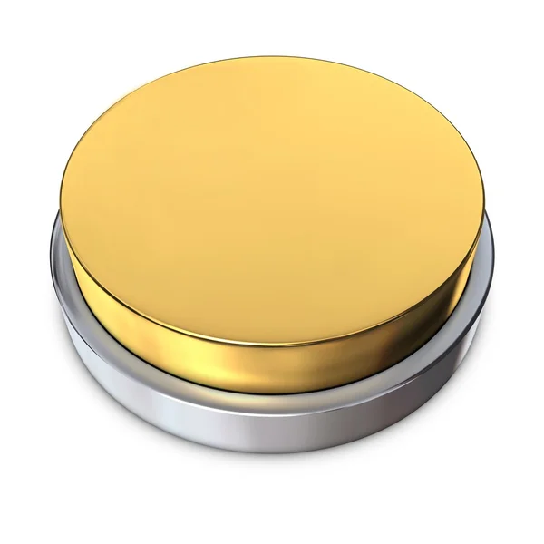 Botão redondo dourado com anel metálico — Fotografia de Stock