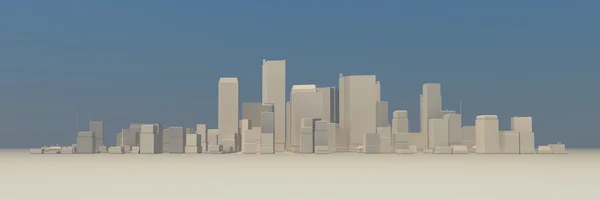 Wide Cityscape Model 3D - Slightly Foggy, no Shadow — Stock Photo, Image
