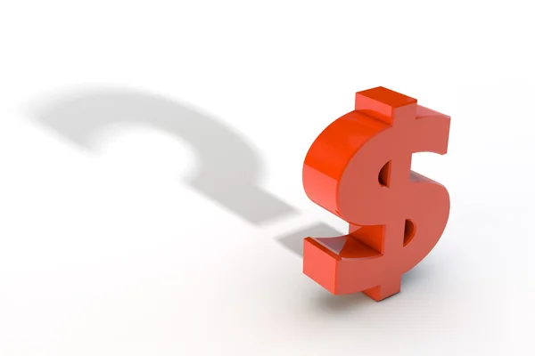 Red Dollar Currency Symbol with Question Mark Shadow — Stock Photo, Image