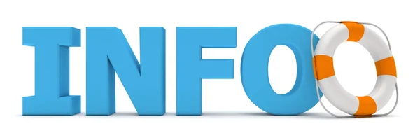 Blue Word INFO com Lifebelt - Vista frontal — Fotografia de Stock