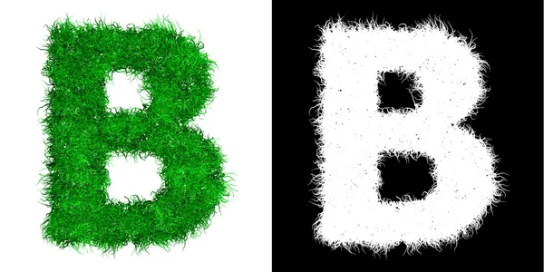 Çimen - Alfa maskesi ile yapılmış yeşil büyük harf b — Stok fotoğraf