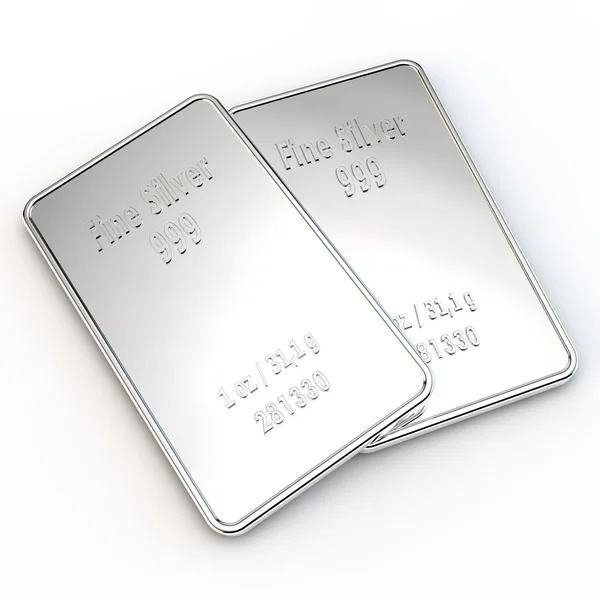 2 Mini Silver Bars - 1 ounce — Stock Photo, Image