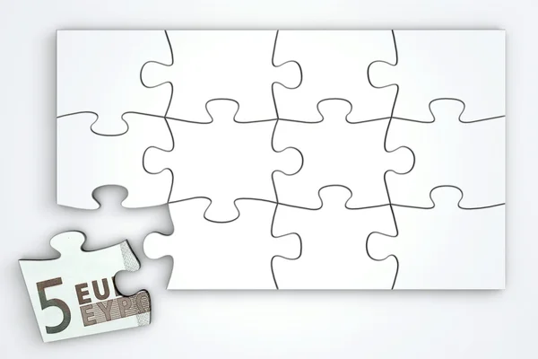 5-Euro-Schein-Puzzle-Vorlage - Ansicht von oben — Stockfoto