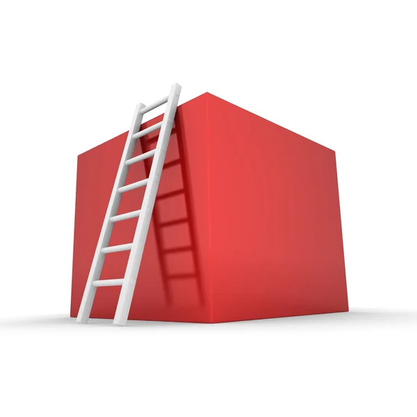 Parlak kırmızı bir kutu tırmanmak — Stok fotoğraf