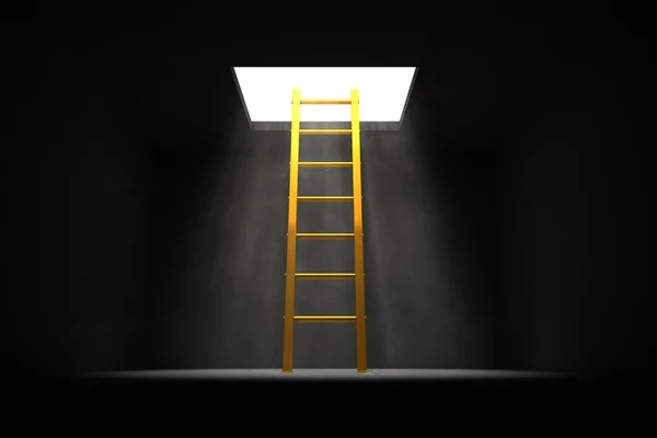 Saia da Escuridão - Amarelo - Escada Dourada para a Luz — Fotografia de Stock