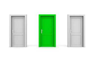 Three Closed Doors - Grey and Green clipart