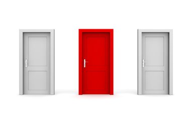 Three Closed Doors - Grey and Red clipart