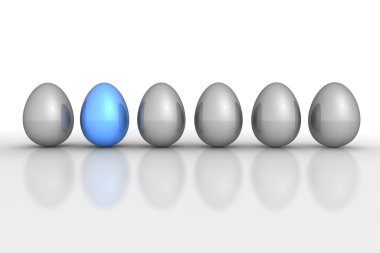 bir çizgi - altı metalik yumurta gri ve mavi