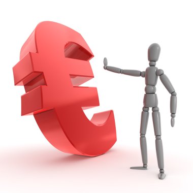 Stopping Shiny Red Euro Sign - Side View clipart