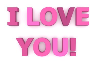 I Love You in Pink and Purple - Two Lines clipart
