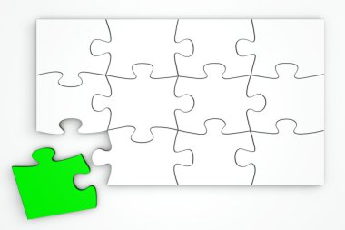 White Puzzle from the Top - Green Piece Separate clipart