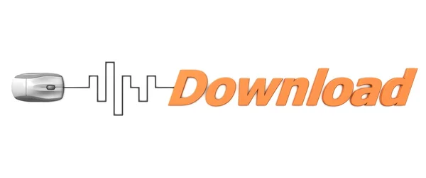 Oranje woord download met grijze muis - digitale kabel — Stockfoto