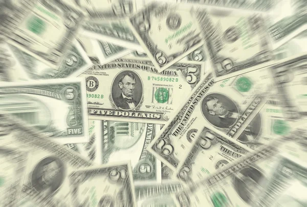 5 Dollar Notes Texture Radial Blur — Stock Photo, Image