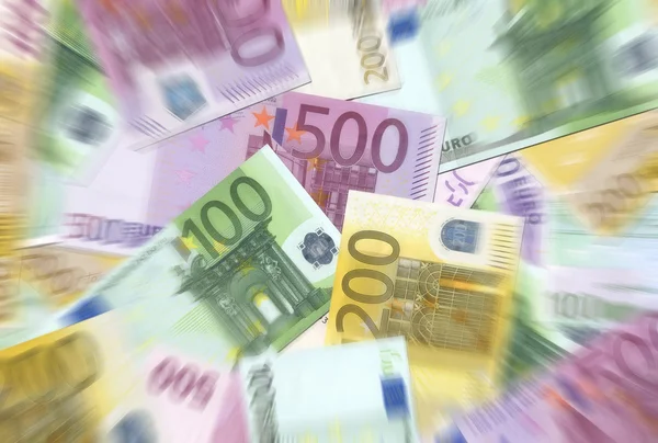 100,200,500 Euro Notes Texture Radial Blur — Stok fotoğraf