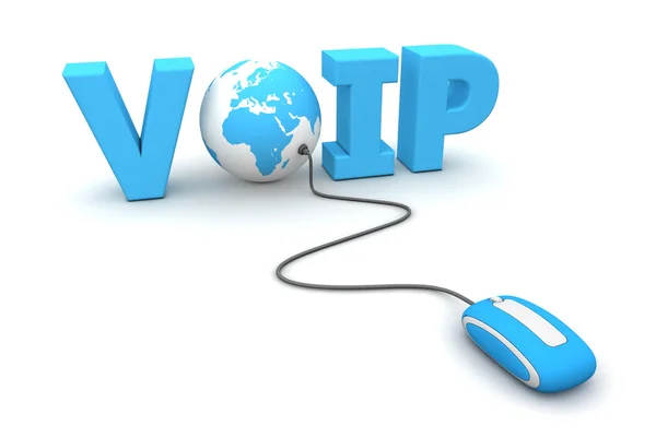 Просмотр Voice over IP - VoIP - World - Blue — стоковое фото
