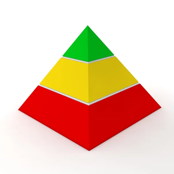 Többszínű piramisdiagram - három szintje — Stock Fotó
