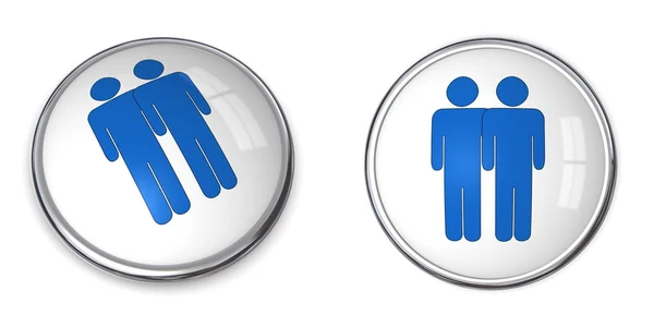 3D Кнопка Мужская пара Пиктограмма — стоковое фото
