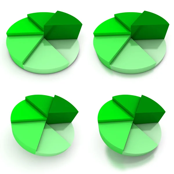 원형 차트-4 녹색 조회 — 스톡 사진