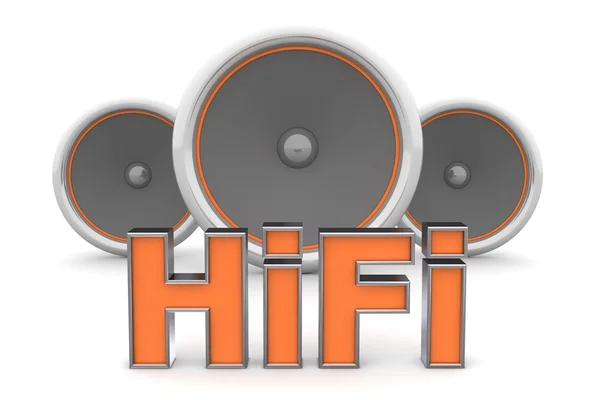Tres altavoces - HiFi en naranja — Foto de Stock