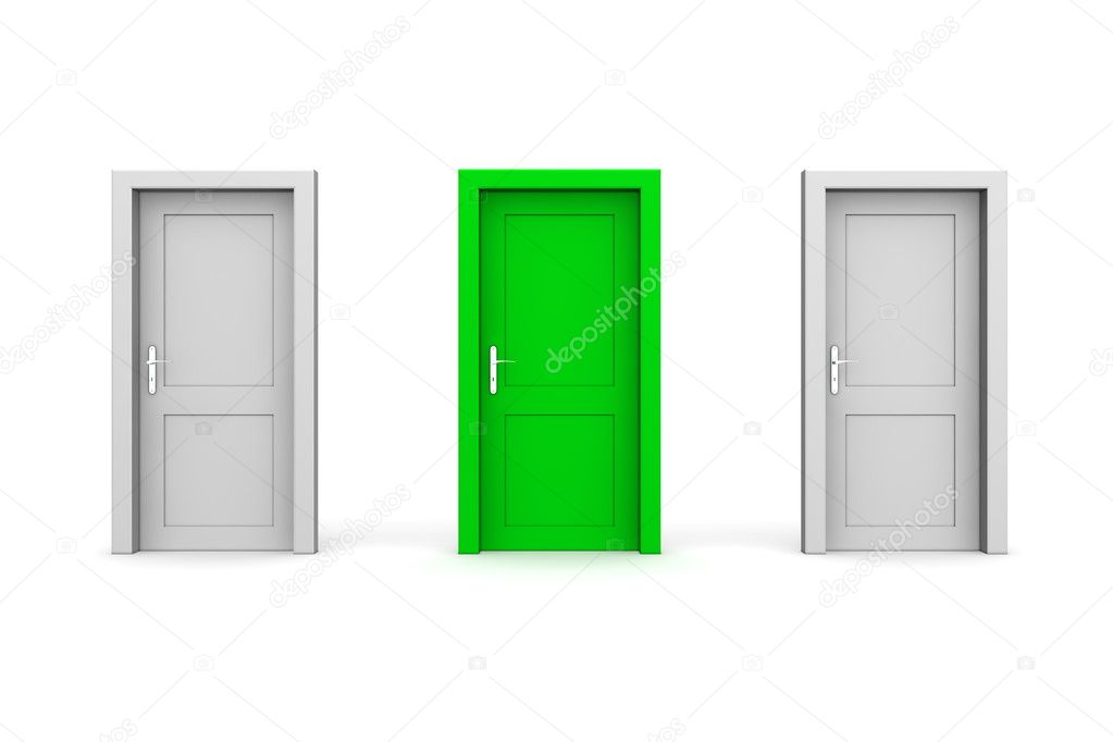 Three Closed Doors - Grey and Green