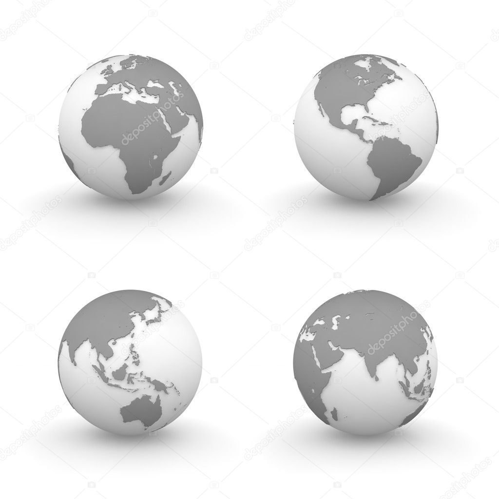 3D Globes in Grey