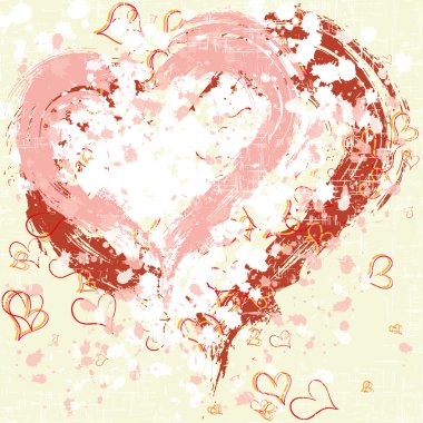 Abstract grunge hearts background painted clipart