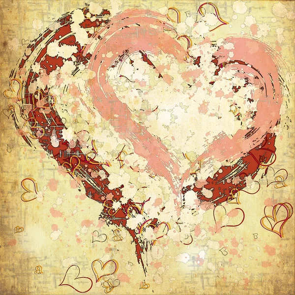 Ретро гранж фон с нарисованными сердцами — стоковое фото