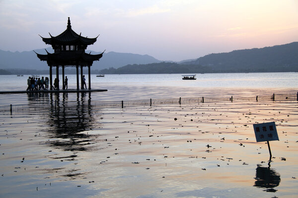 Pagoda and West lake in Hangzhou