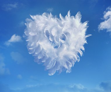Art Love Heart soaring in the clouds clipart