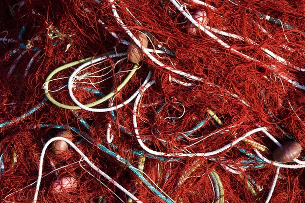 Kunst Hintergrund, Fischernetz auf dem Schiff — Stockfoto