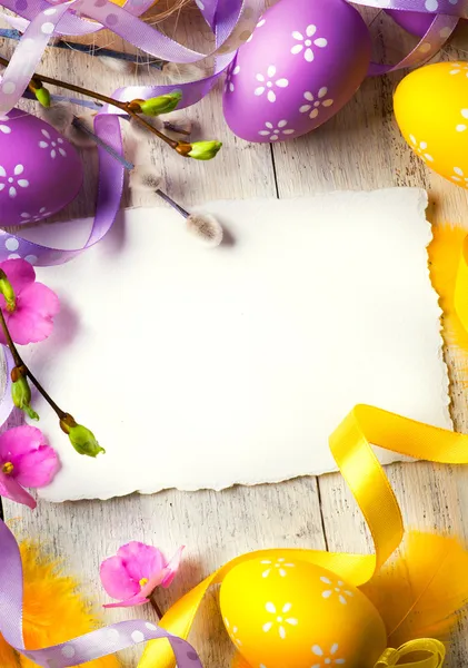 Art velikonoční pozdrav card s velikonoční vajíčka — Stock fotografie