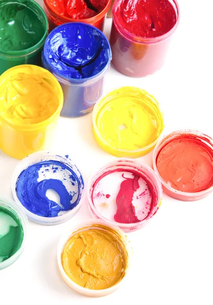Coloridas ollas de pintura gouache —  Fotos de Stock