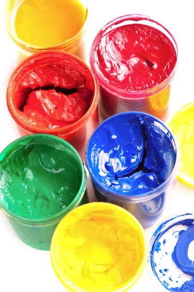 Kolorowe doniczki farby gwasz — Zdjęcie stockowe
