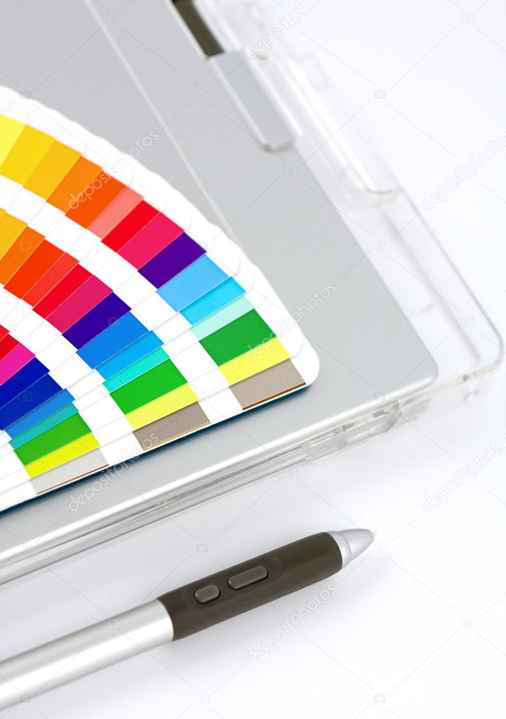 Colour Chart, Graphics Tablet And Pen