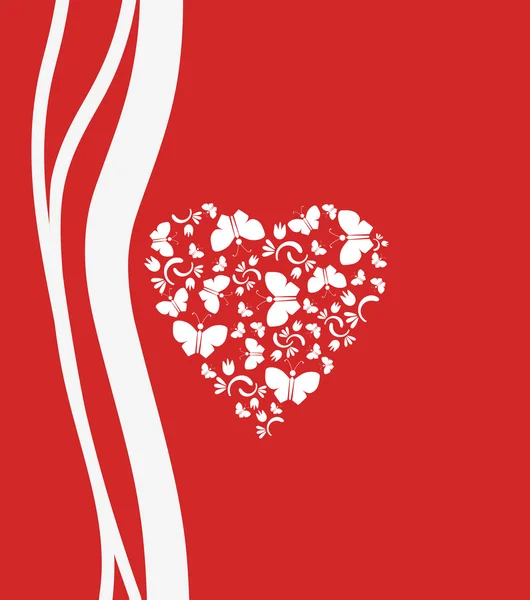 Fluture Heart Valentines Card — Vector de stoc