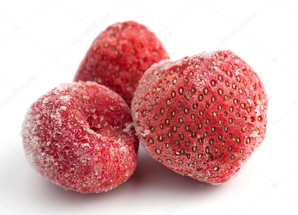 Three Frozen Strawberries