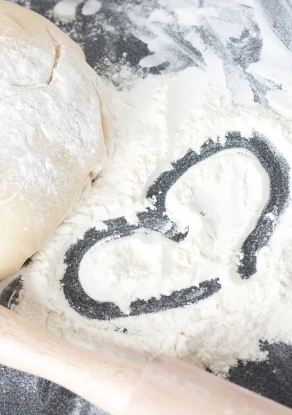 Heart In Flour — Stock Photo, Image