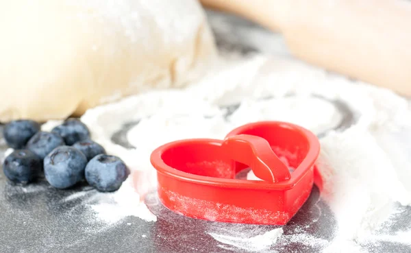 Baking Heart-shaped Cookies — Stock Photo, Image